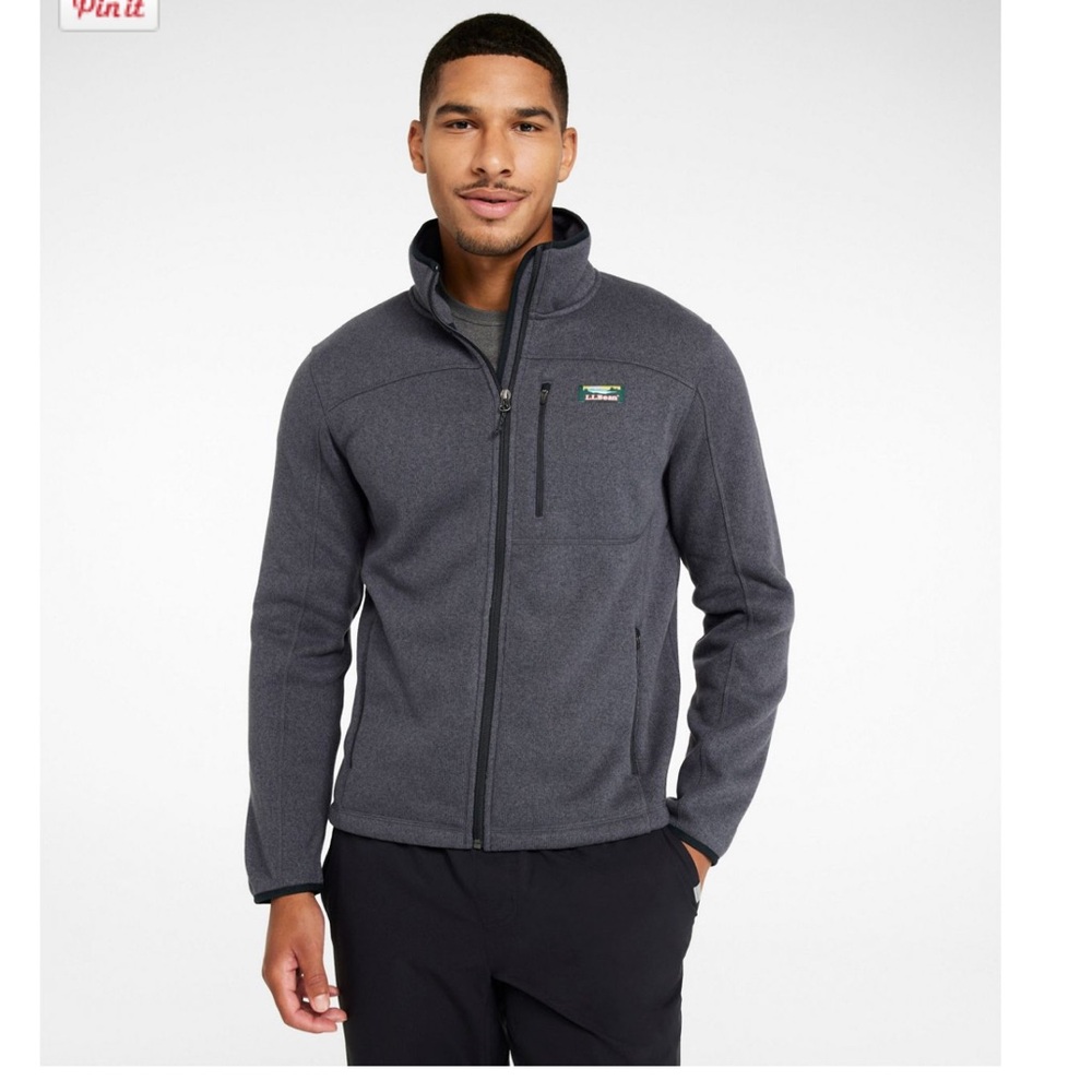Mens LL.bean zip up fleece sweateshirt jacket grey